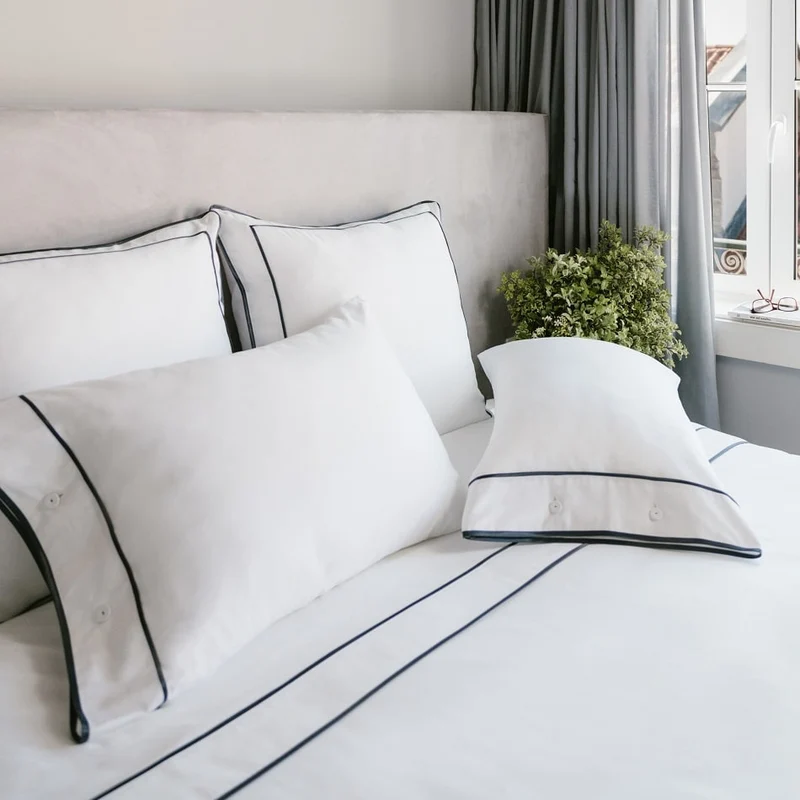 Monaco Egyptian 550 Thread Cotton Sateen - Anthracite Grey trim - Duvet Cover with Buttons