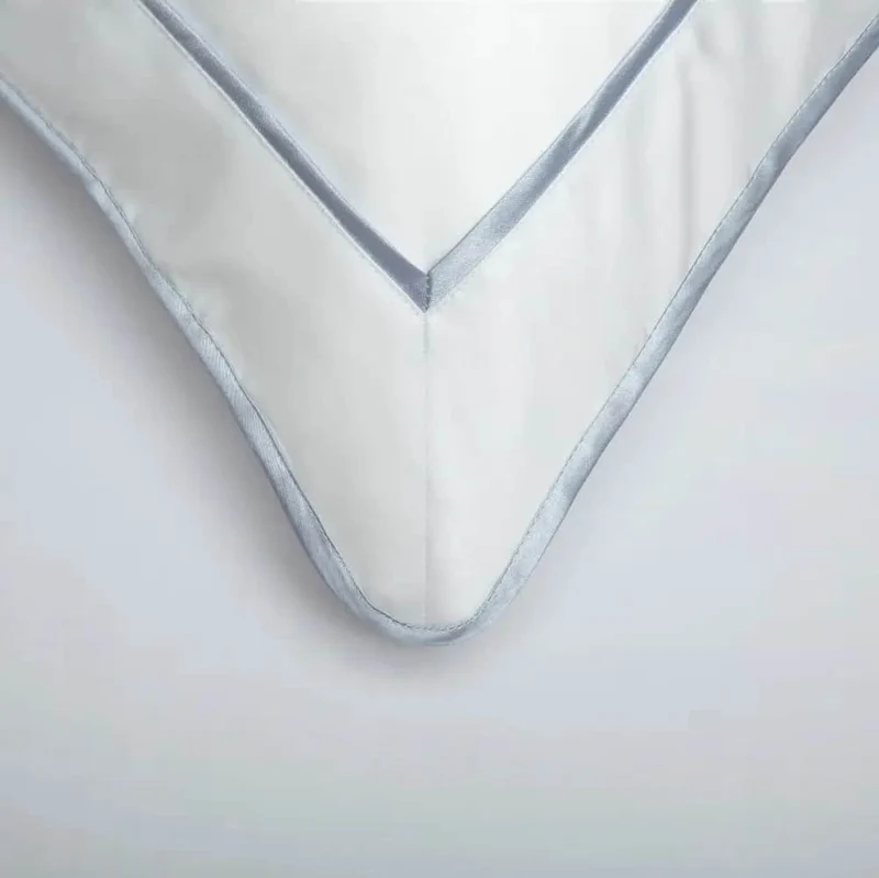 Monaco Egyptian 550 Thread Cotton Sateen - Platinum Grey trim - Framed Trim Pillowcase