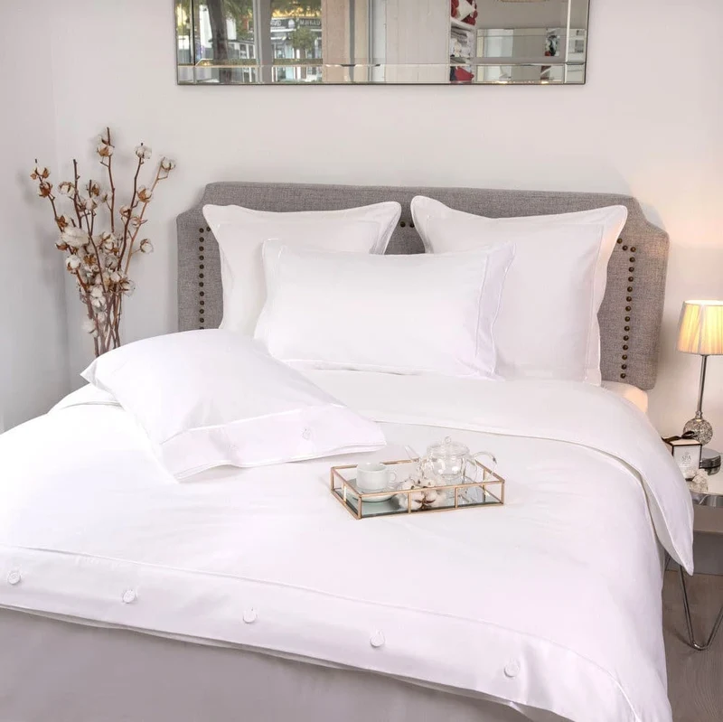Monaco Egyptian 550 Thread Cotton Sateen - White trim - Duvet Cover with Buttons