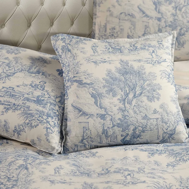 Cuscino Arredo in Percalle di Cotone Stampa Toile de Jouy - Jouy