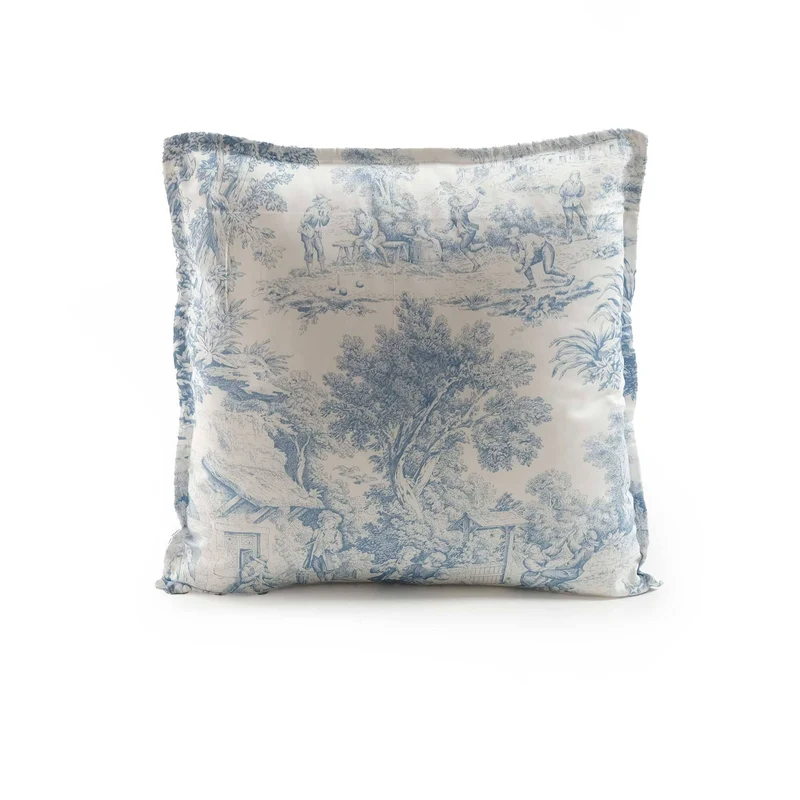 Cuscino Arredo in Percalle di Cotone Stampa Toile de Jouy - Jouy