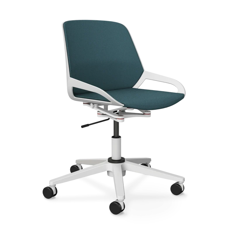 Aeris Numo Task Gestellfarbe weiß Sitzbezug blau meliert