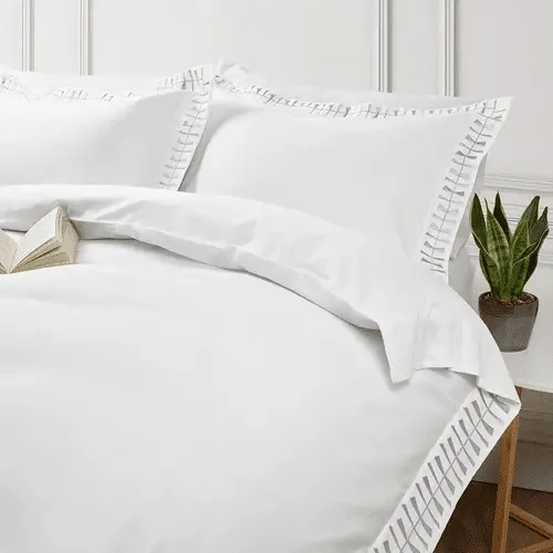 Cleopatra 400 Thread Pure Cotton Sateen Bed Linen - Silver - Duvet Cover