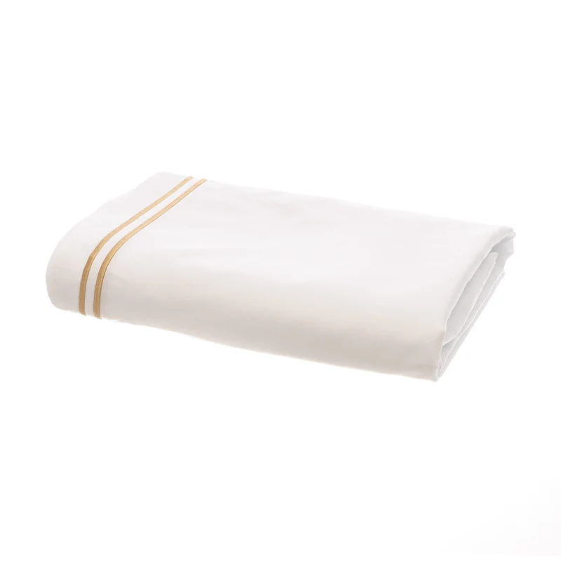 750 Thread Cotton Sateen with 2 row Gold Cord - Flat Sheet