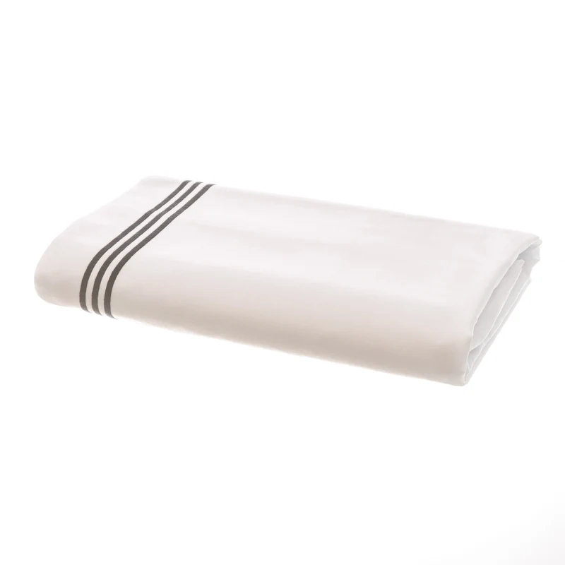 Milano Egyptian 800 Thread Cotton - White with Dark Grey Three Row Cord - Flat Sheet