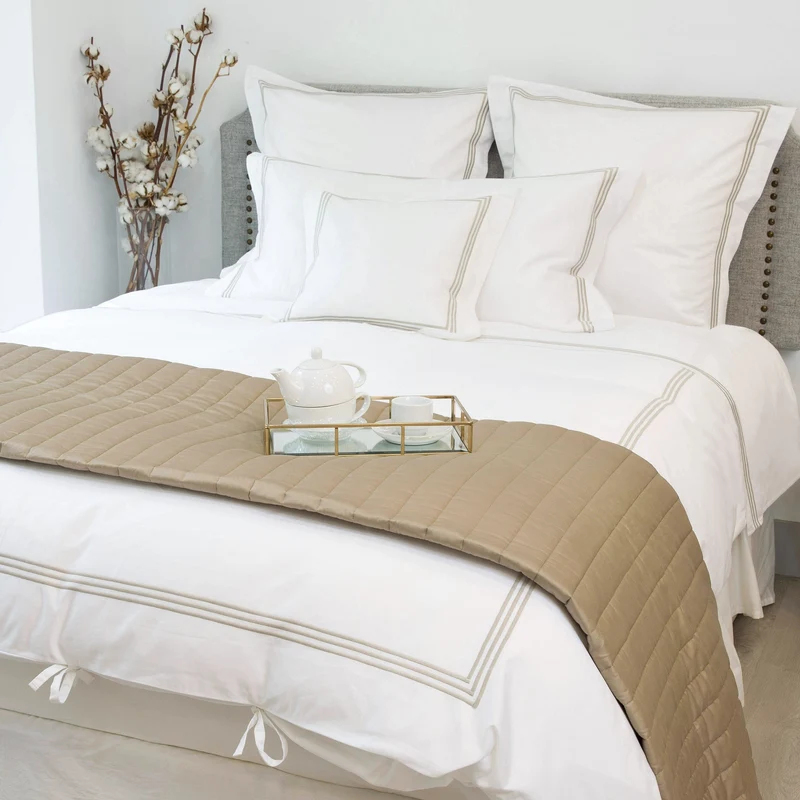 Milano Egyptian 800 Thread Cotton - White with Mink Three Row Cord - Duvet Cover