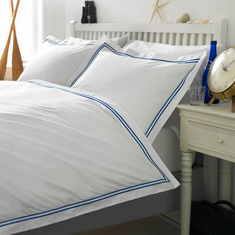 2 Row Cord Boutique Quality Egyptian 400 Thread Cotton Percale Bedlinen - Royal Blue cording - Duvet Cover