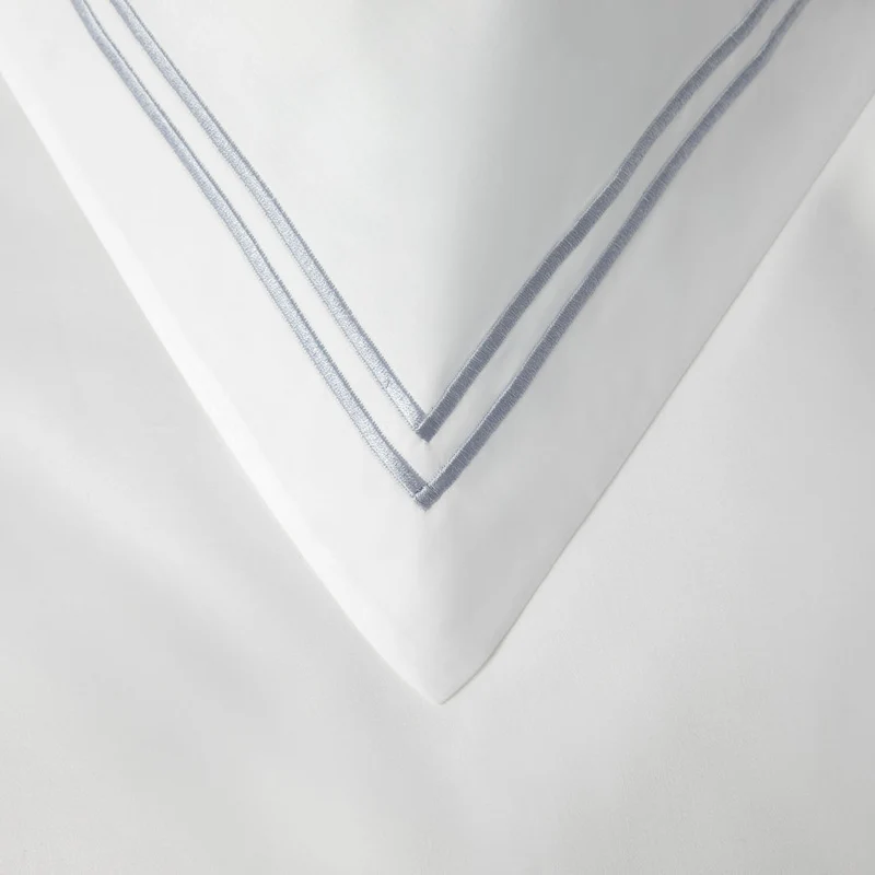 2 Row Cord Boutique Quality Egyptian 400 Thread Cotton Percale Bedlinen - Grey cording - Pillowcase
