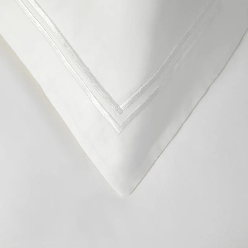 2 Row Cord Boutique Quality Egyptian 400 Thread Cotton Percale Bedlinen - White cording - Pillowcase