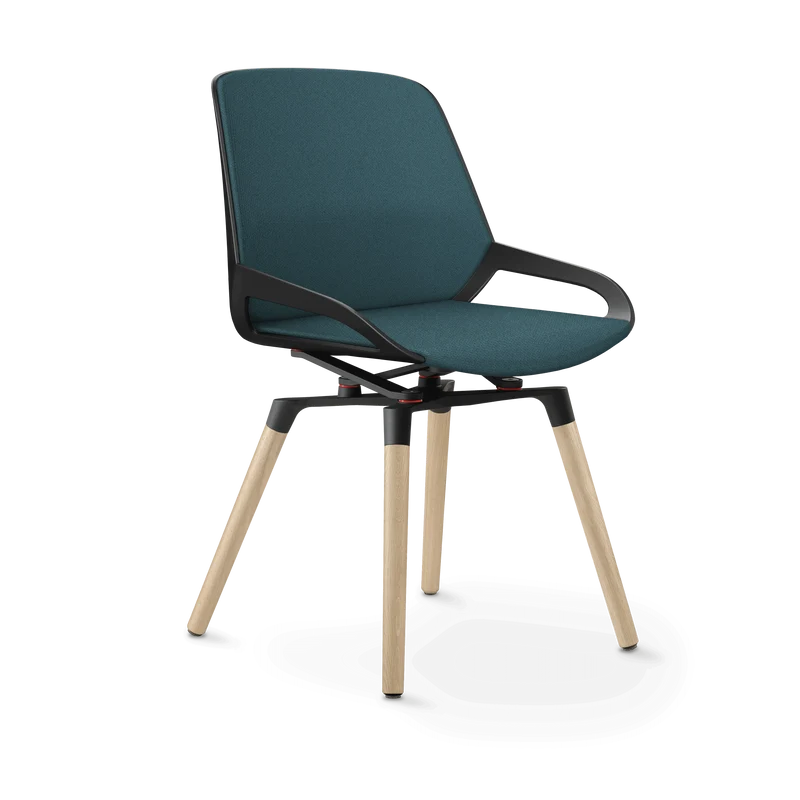 Aeris Numo Comfort Holzbeine Eiche Sitzbezug blau meliert