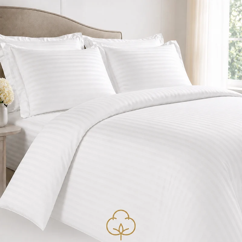 Egyptian 300 Thread Cotton Sateen Stripe Bedlinen - Duvet Cover