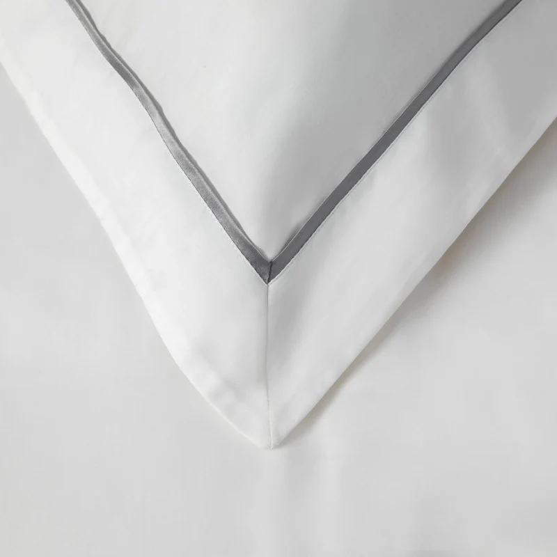 Egyptian 300 Thread Sateen - Pillowcase - Grey Trim