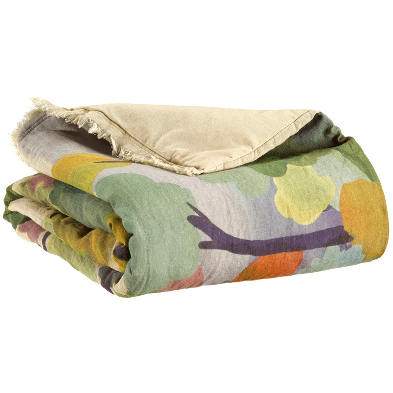Plaid Imbottito in Lino e Cotone Stampa Paesaggio Dipinto - Zeff Melio