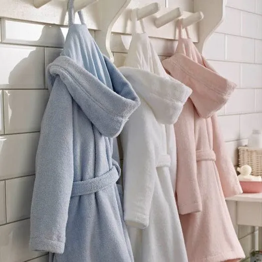 Children's Zero-Twist Pure Cotton Bathrobe with Hood