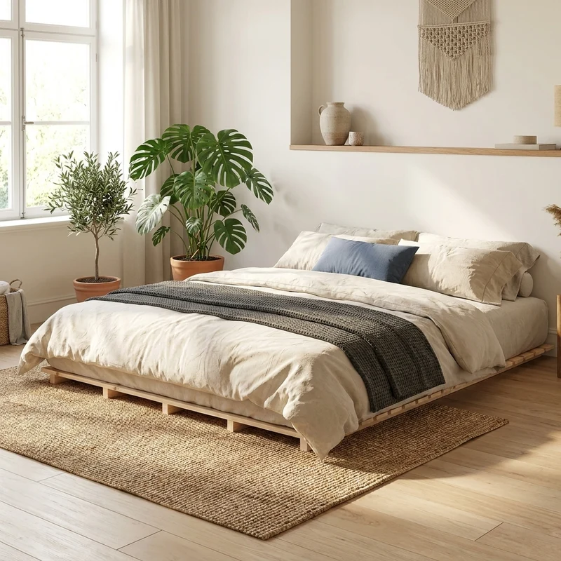 Lit en Bois Massif – Sommier Plateforme en Pin