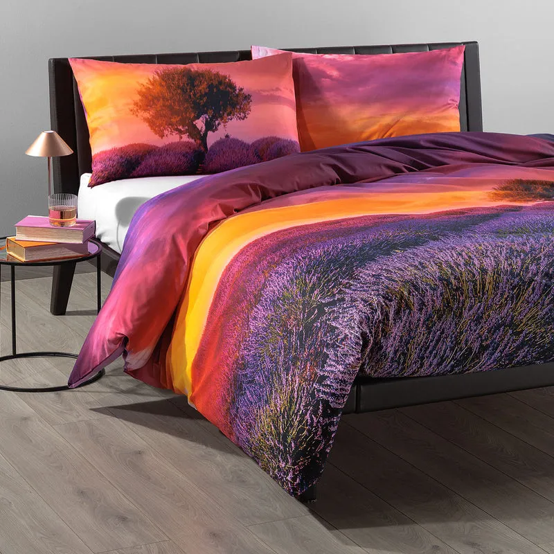Copripiumino con federe Lavender sunset Fotografico in Cotone