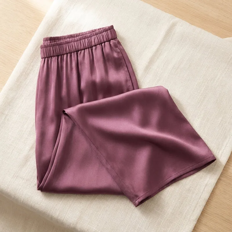 Pantalon Taille Haute en Soie de Mûrier 95%