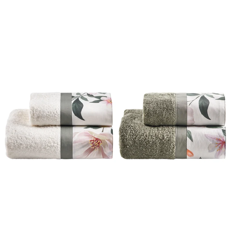 Set 2 Coppie in Spugna di Cotone con Balza in Percalle - Clea