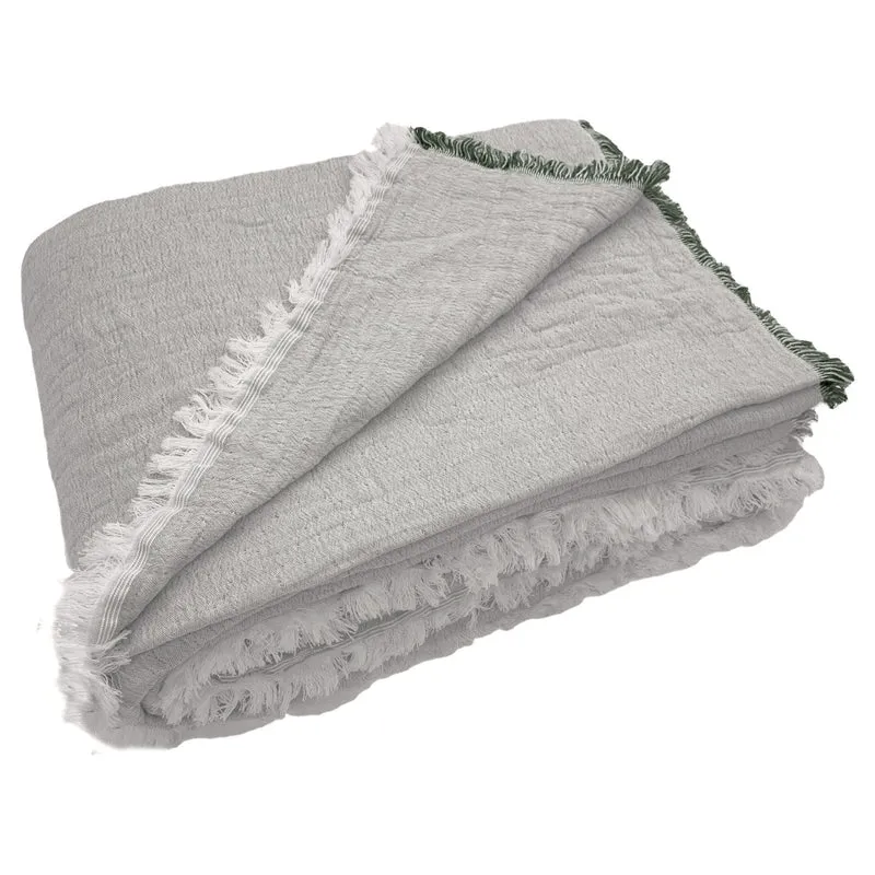 Copriletto in Cotone Stonewashed con Frangette - Mellow