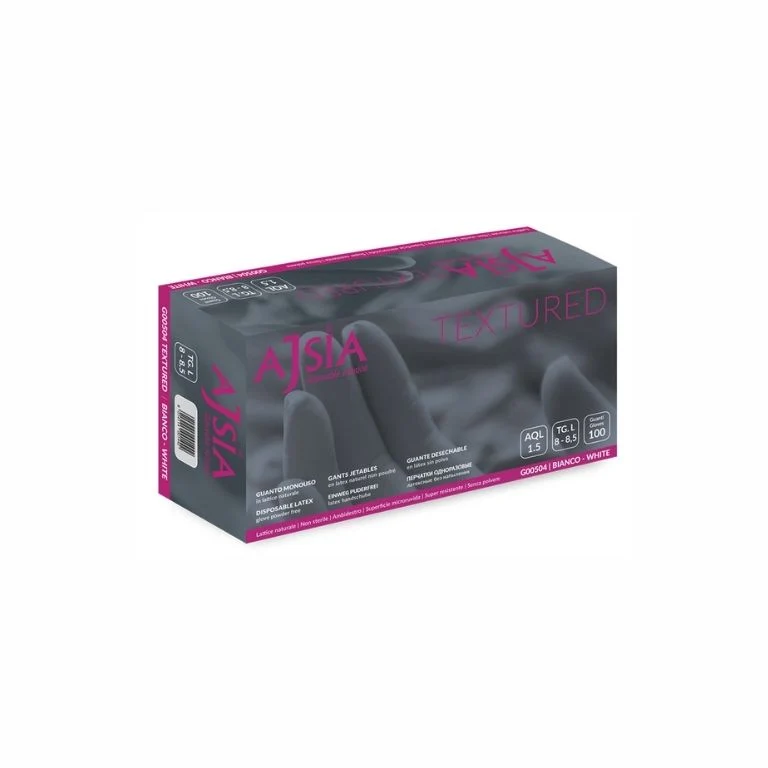 AJSIA TEXTURED 6 gr - guanti in lattice senza polvere - Conf. 100 pz
