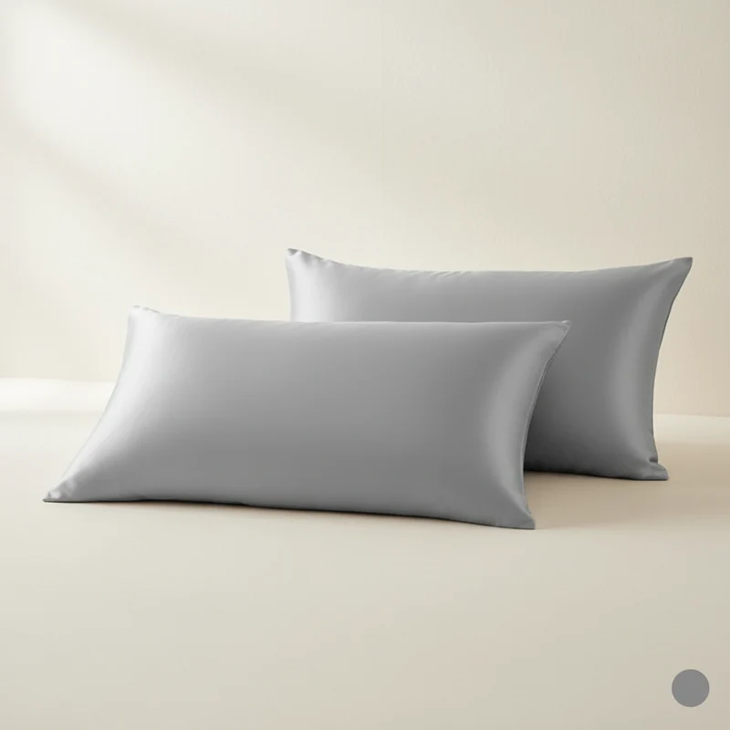 Set de 2 Taies d'Oreiller en Satin de Soie