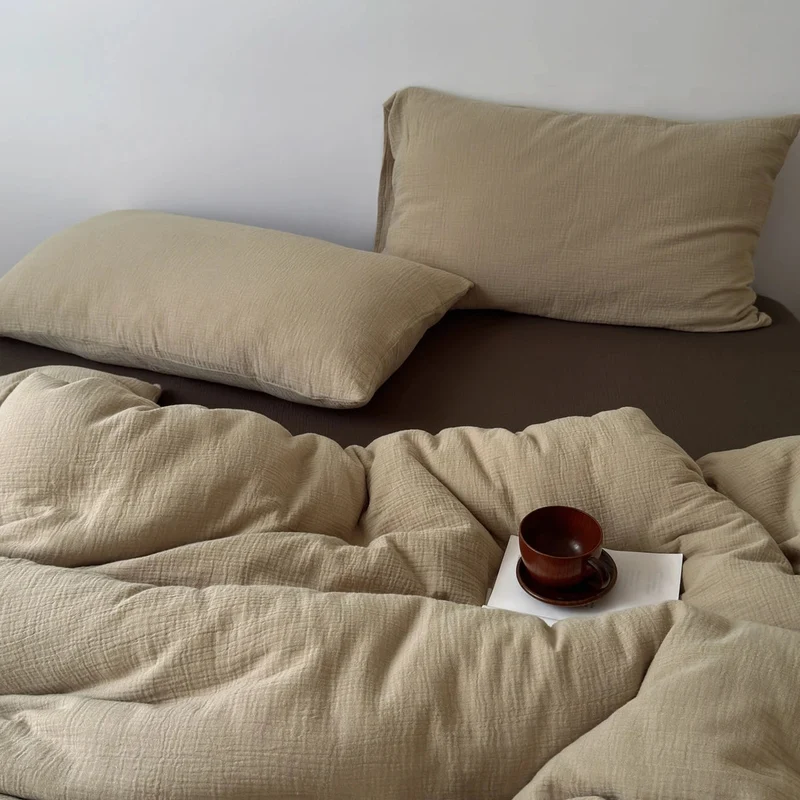 Housse de Couette en Coton Froissé — Douceur Naturelle