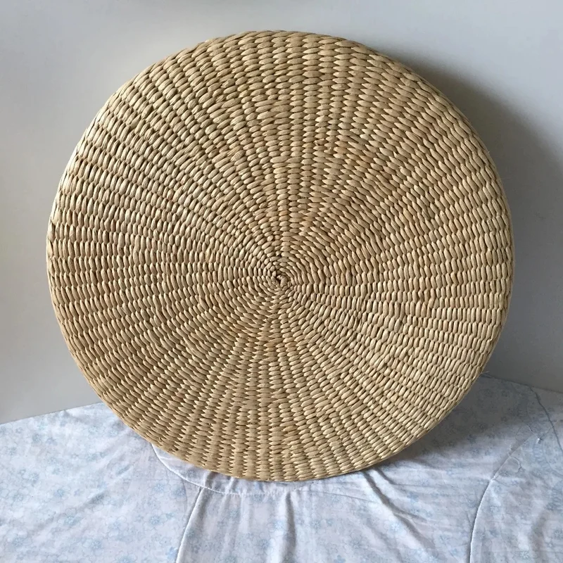 Coussin sol rond en paille naturelle