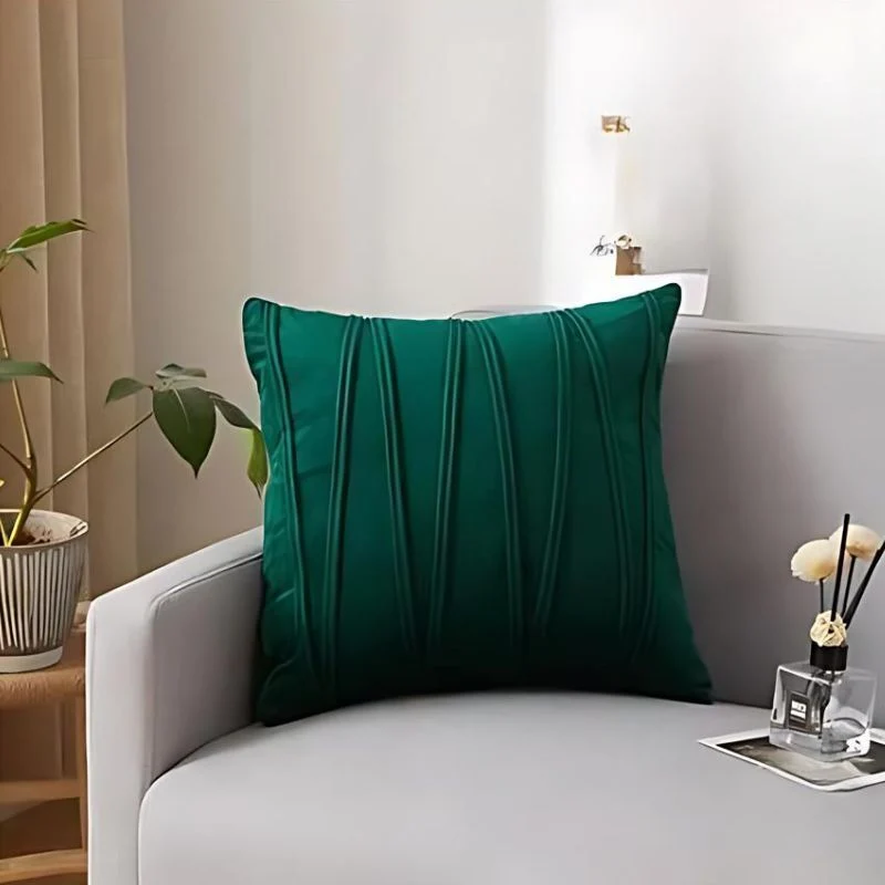Coussin velours vert de forme carrée