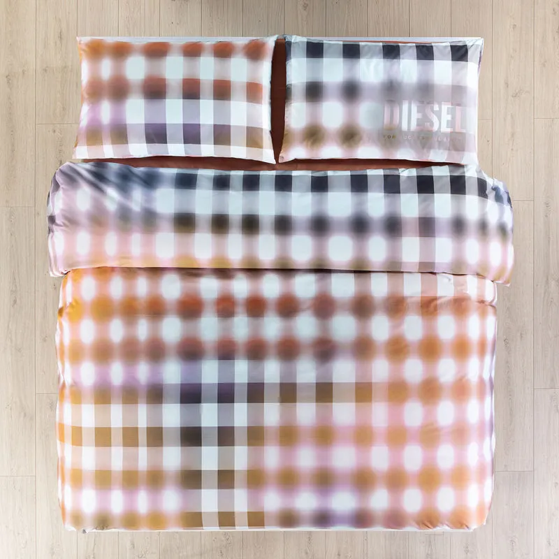 Copripiumino con federe Blurred Checks in Percalle