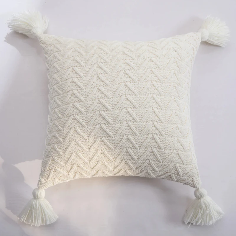 Coussin au crochet de style nordique en chenille