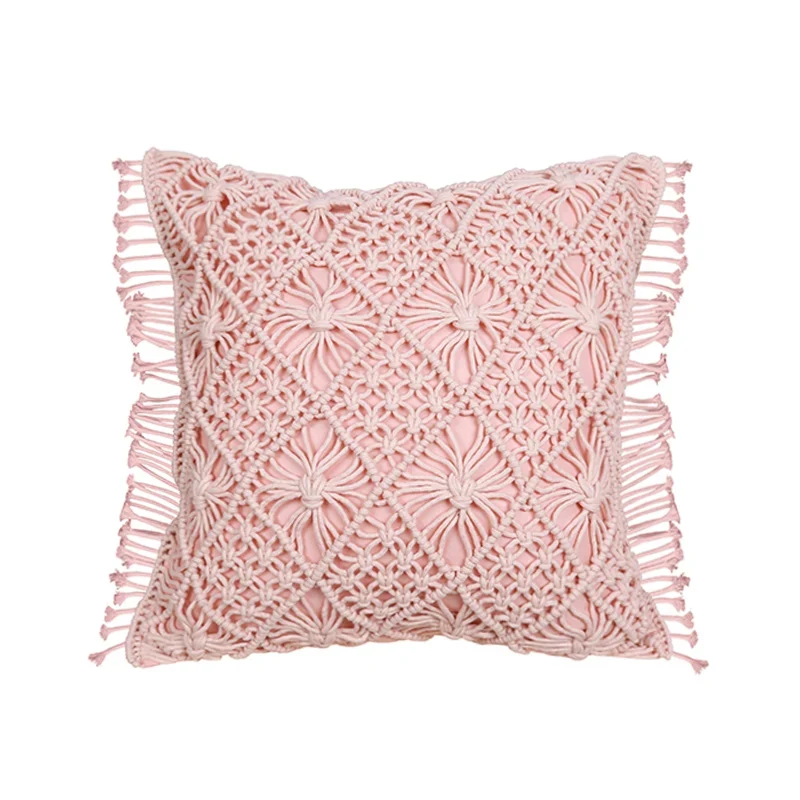 Coussin au crochet bohème avec motifs géométriques
