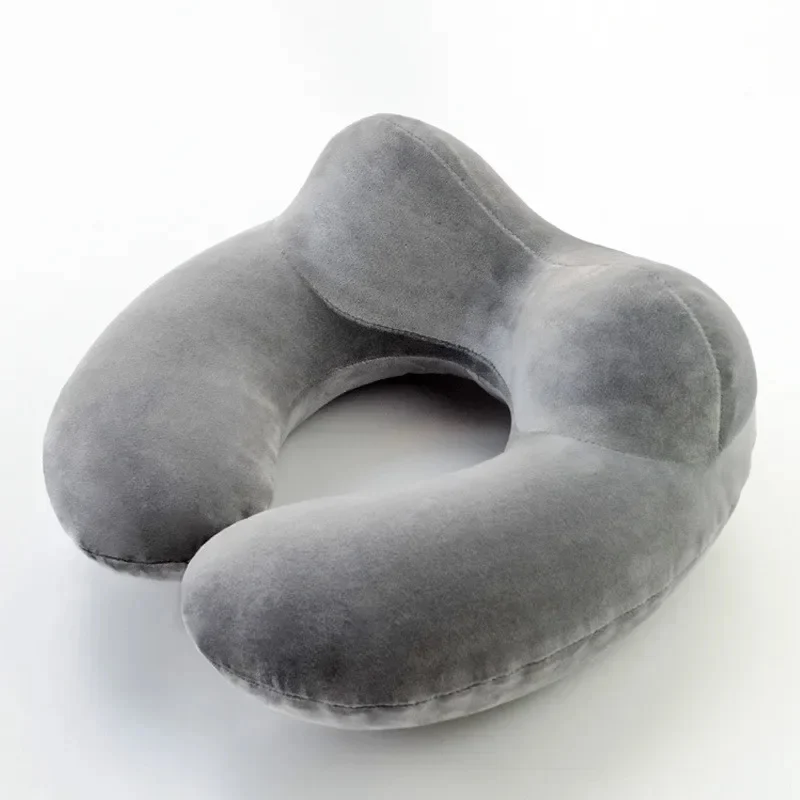 Coussin nuque avion gris et gonflable