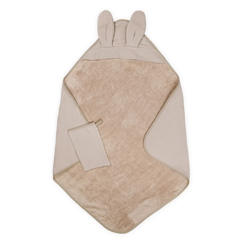 Set Asciugamano Triangolo e Guantino in Bambù Organico - Waffle