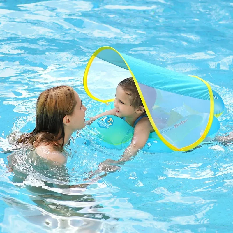 Coussin piscine bebe gonflable avec auvent