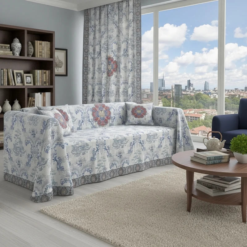 Telo arredo Copridivano Grandecor kimono Moderno in Percalle Luisiana