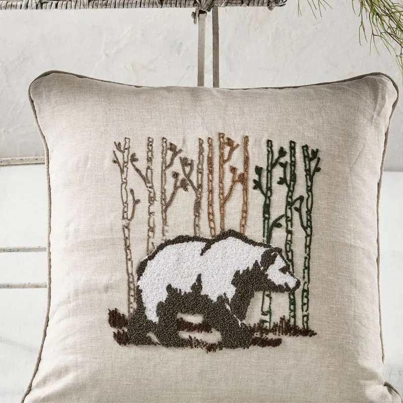 Cuscino Arredo in Lino Ricamato - Bear
