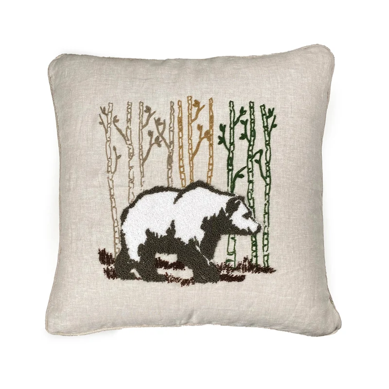 Cuscino Arredo in Lino Ricamato - Bear