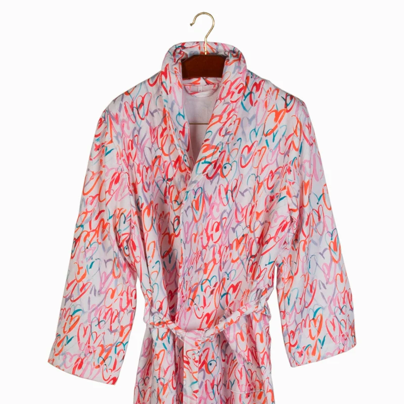 Accappatoio con Cappuccio love Moderno in Cotone 290 gr/mq