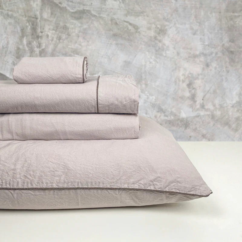 Completo Lenzuola in Percalle di Cotone Stonewashed - Volterra