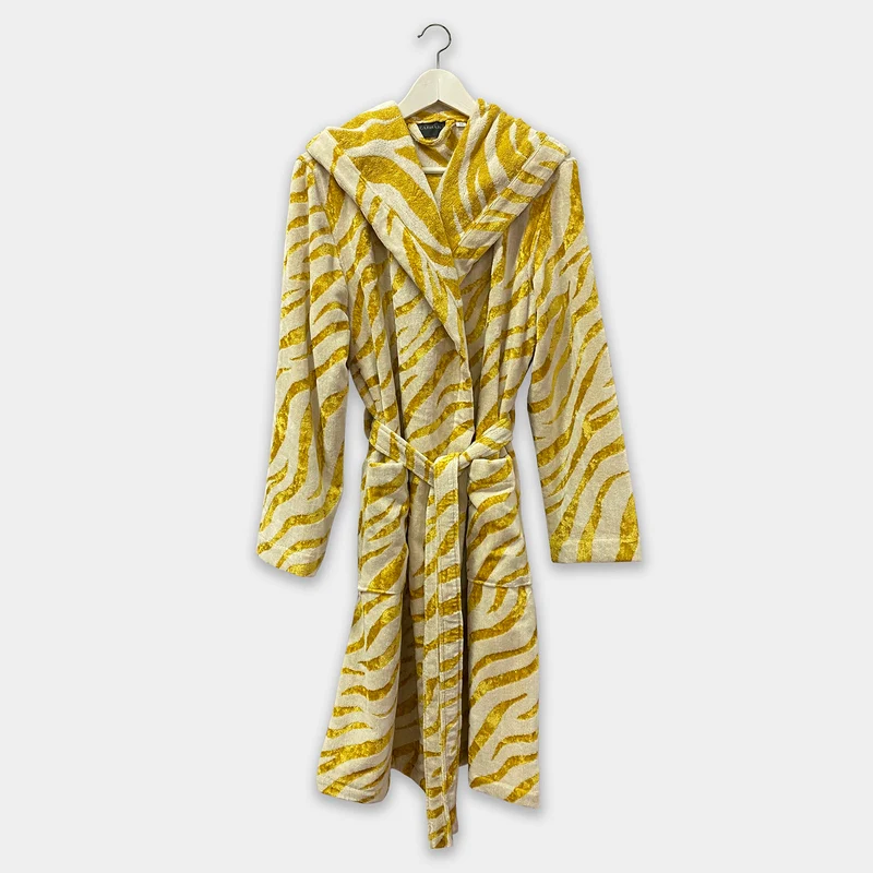 Accappatoio a Scialle Animalier gold Moderno in Spugna 450 gr/mq