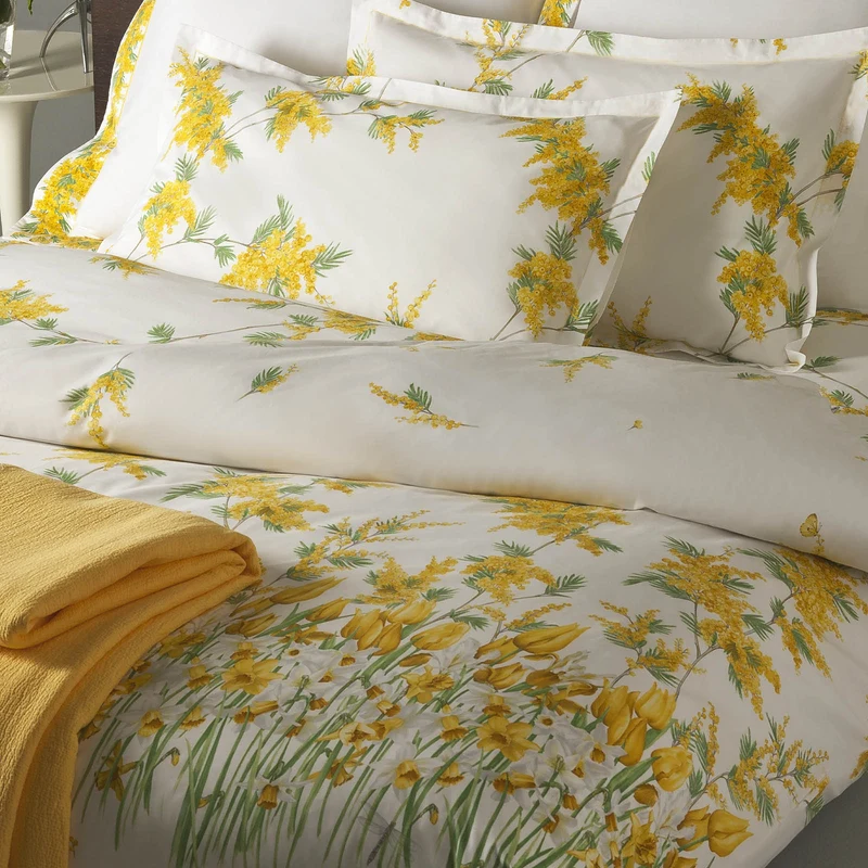 Copripiumino con federe mimose Floreale in Percalle