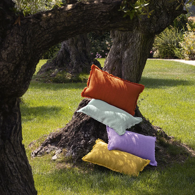 Cuscino in Cotone Stonewashed Jacquard Tinta Unita - Canestri