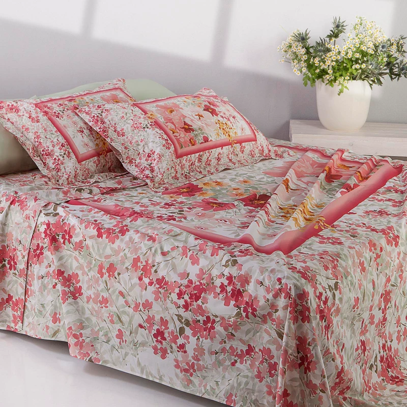 Completo Lenzuola rose carrefleur Floreale in Percalle