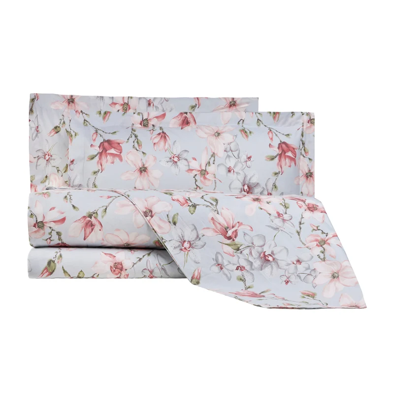 Completo Lenzuola elegant flowers Floreale in Percalle