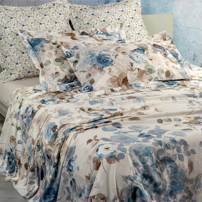 Completo Lenzuola in Raso di cotone Limoges Mirabello Floreale