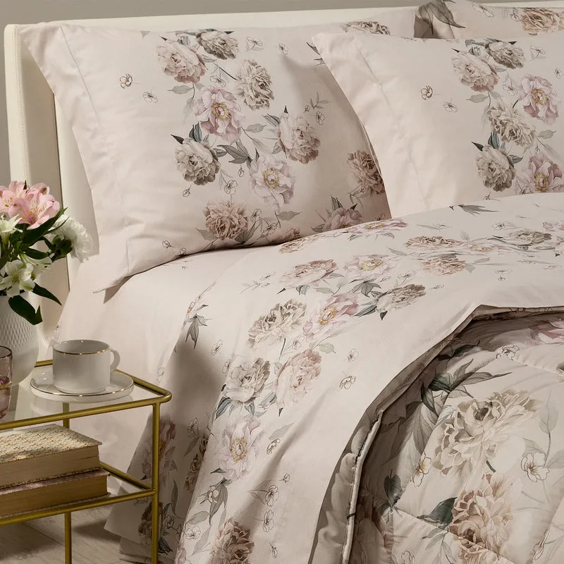 Completo Lenzuola peonia queen Garden in Cotone