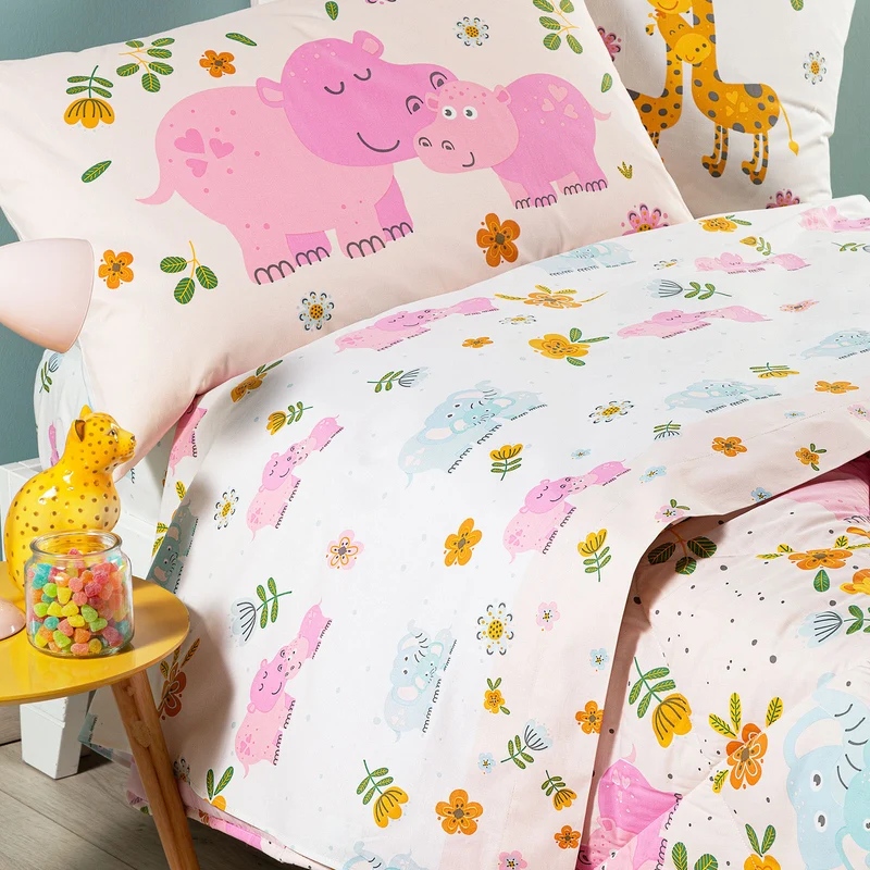 Completo Lenzuola hippo in Cotone