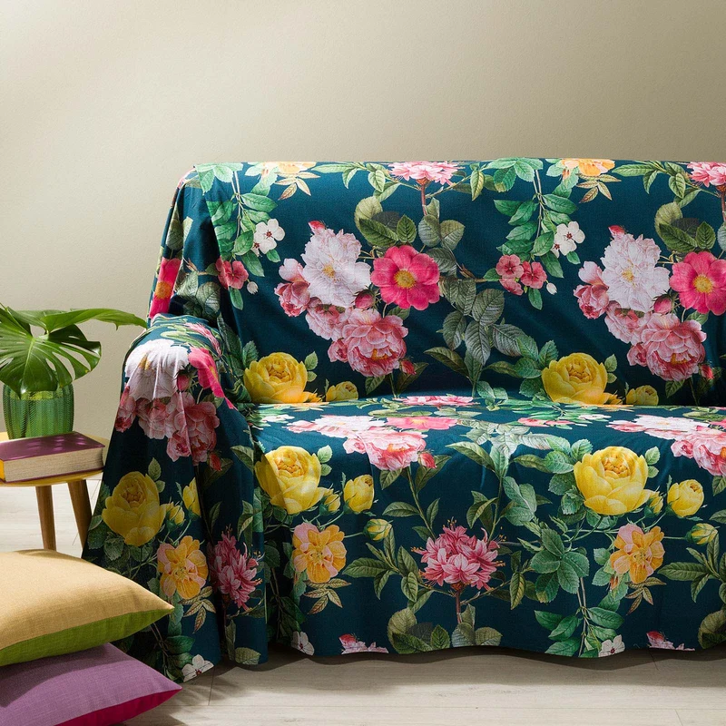 Telo arredo Copridivano Grandecor belvedere Garden in Cotone