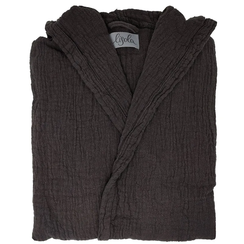Accappatoio in Cotone Garzato Stonewashed con Cappuccio - Punto