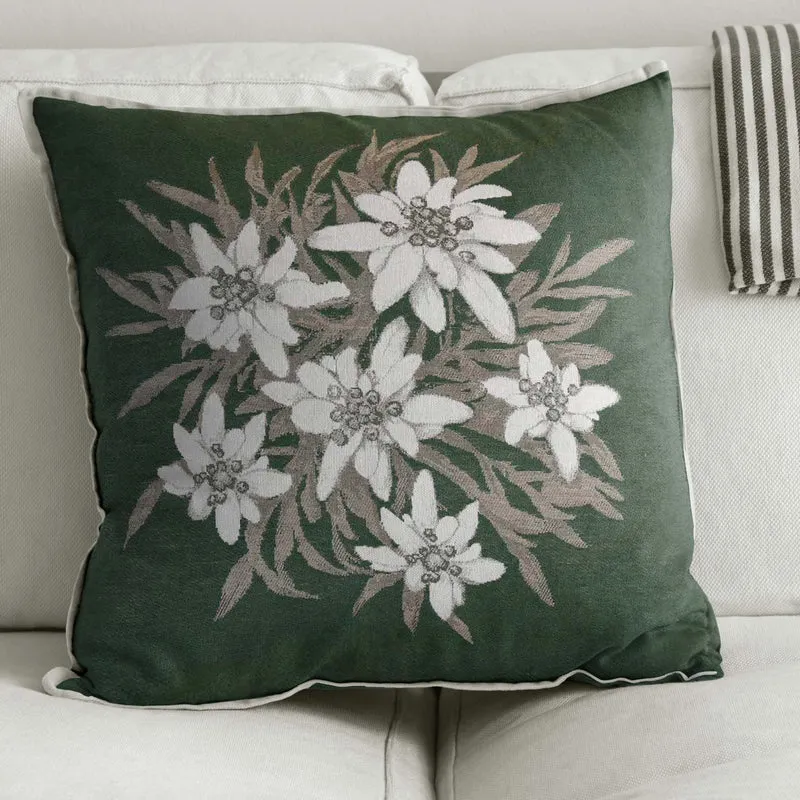 Cuscino Arredo in Puro Cotone con Fantasia Floreale - Stella Alpina